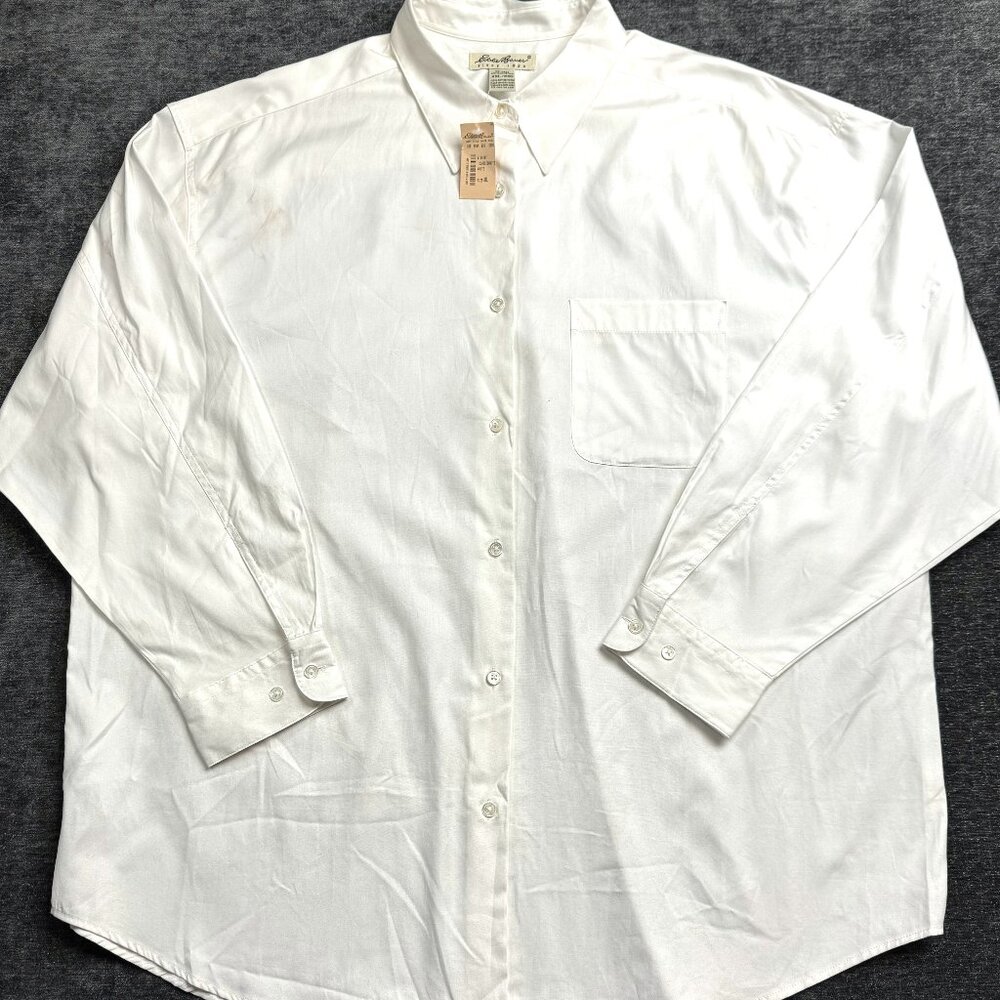 Vintage 90s Eddie Bauer Women’s White Button Down Shirt XXL NWT Cotton Classic